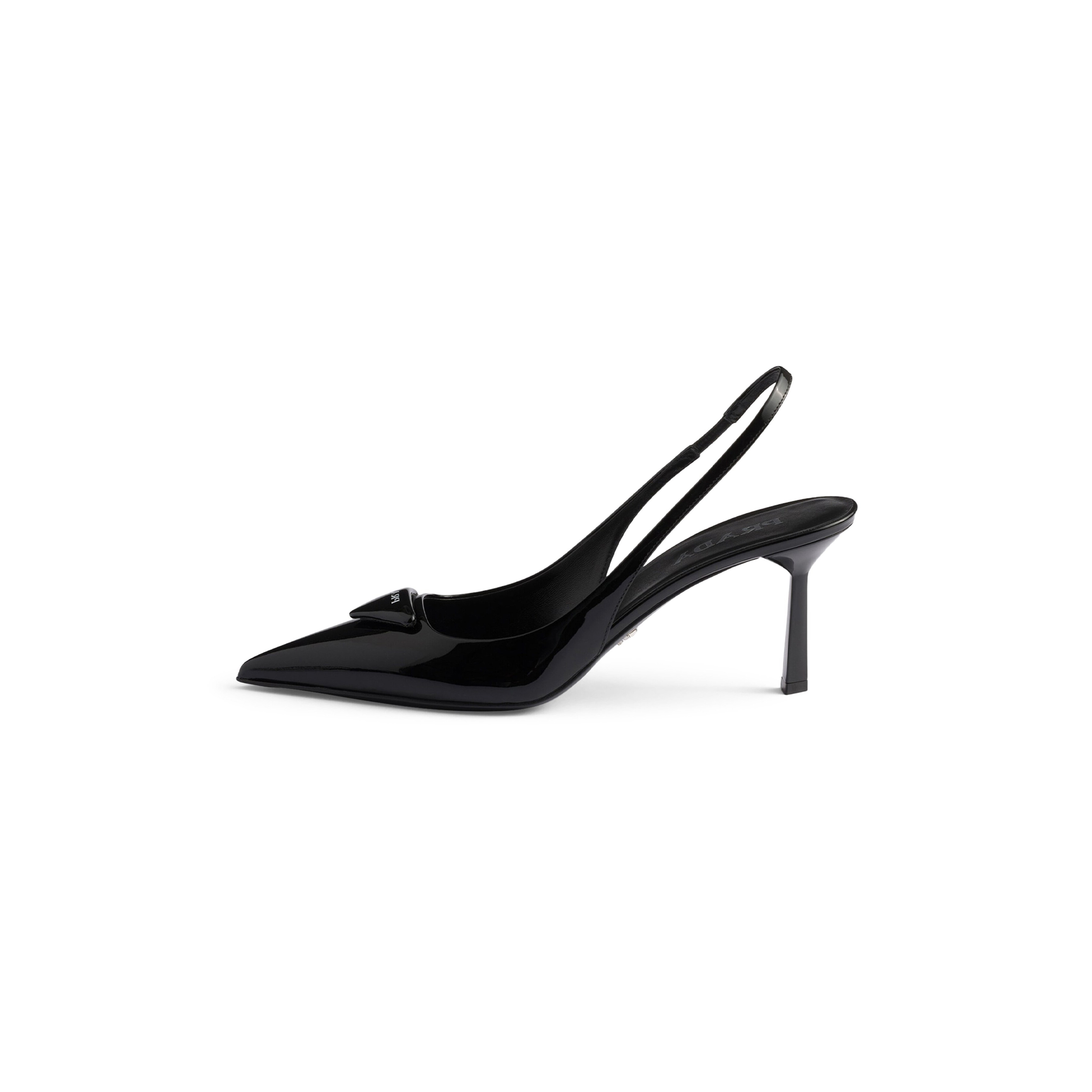 Pra*a triangle logo leather high heels